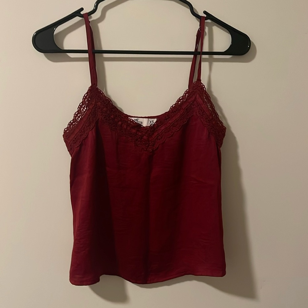 v neck dark red cami